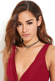 Black Leather Turquoise 3pcs Choker Set